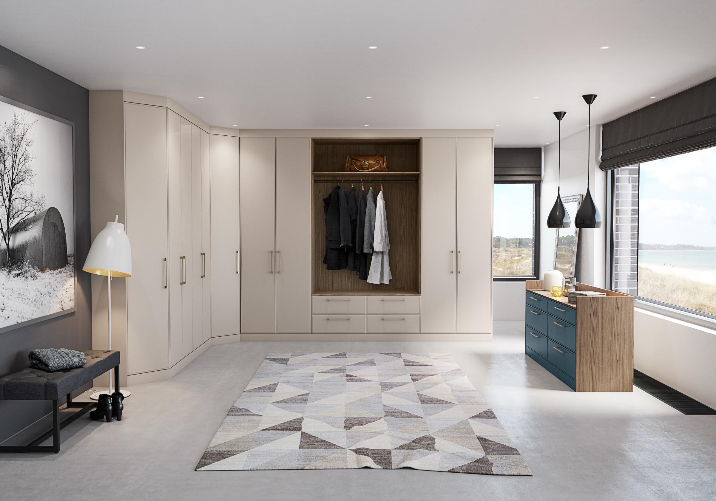 Daval 'Soho' fitted wardrobes in talpa and blue