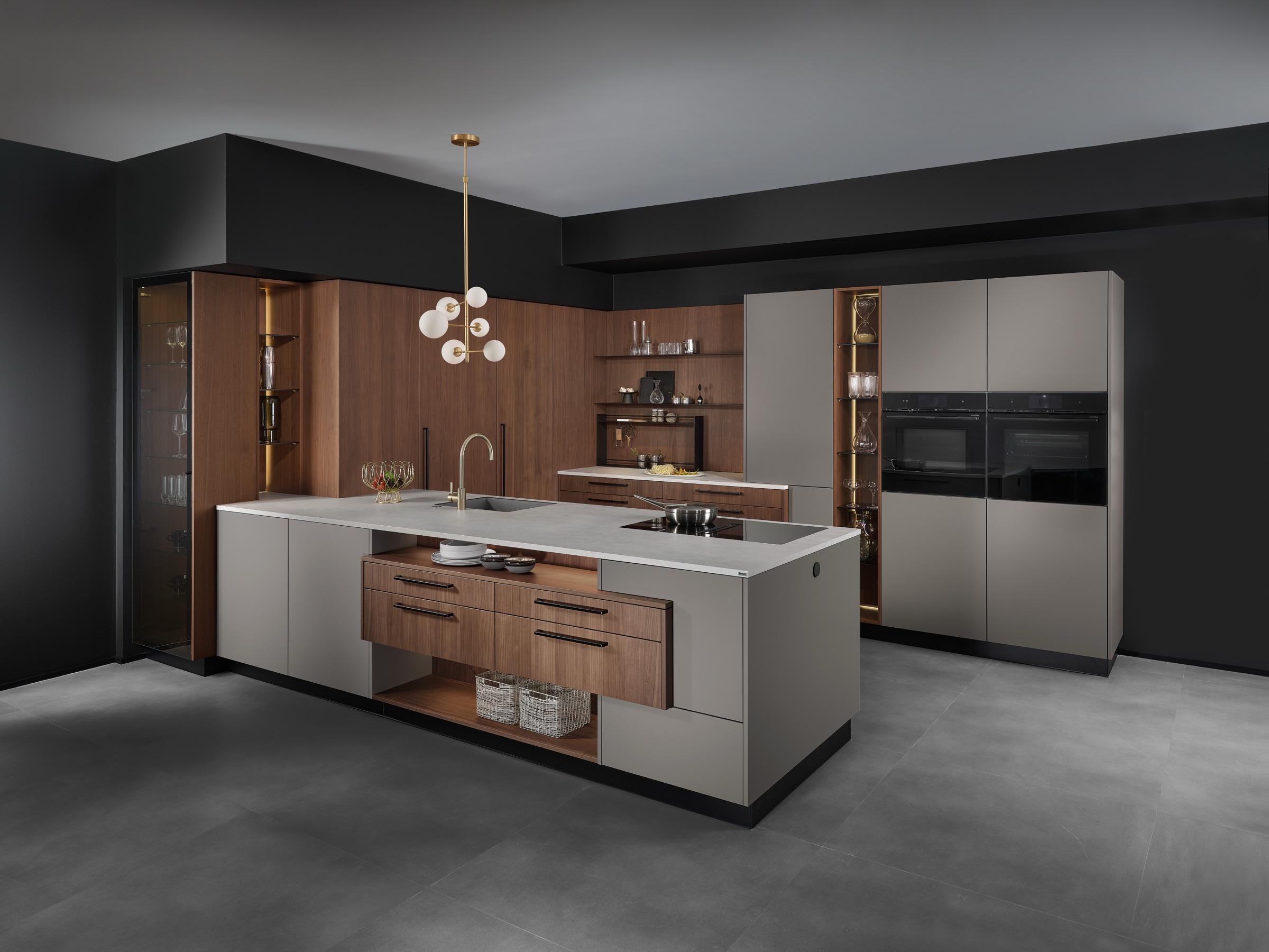 Walnut and taupe Ewe kitchen island