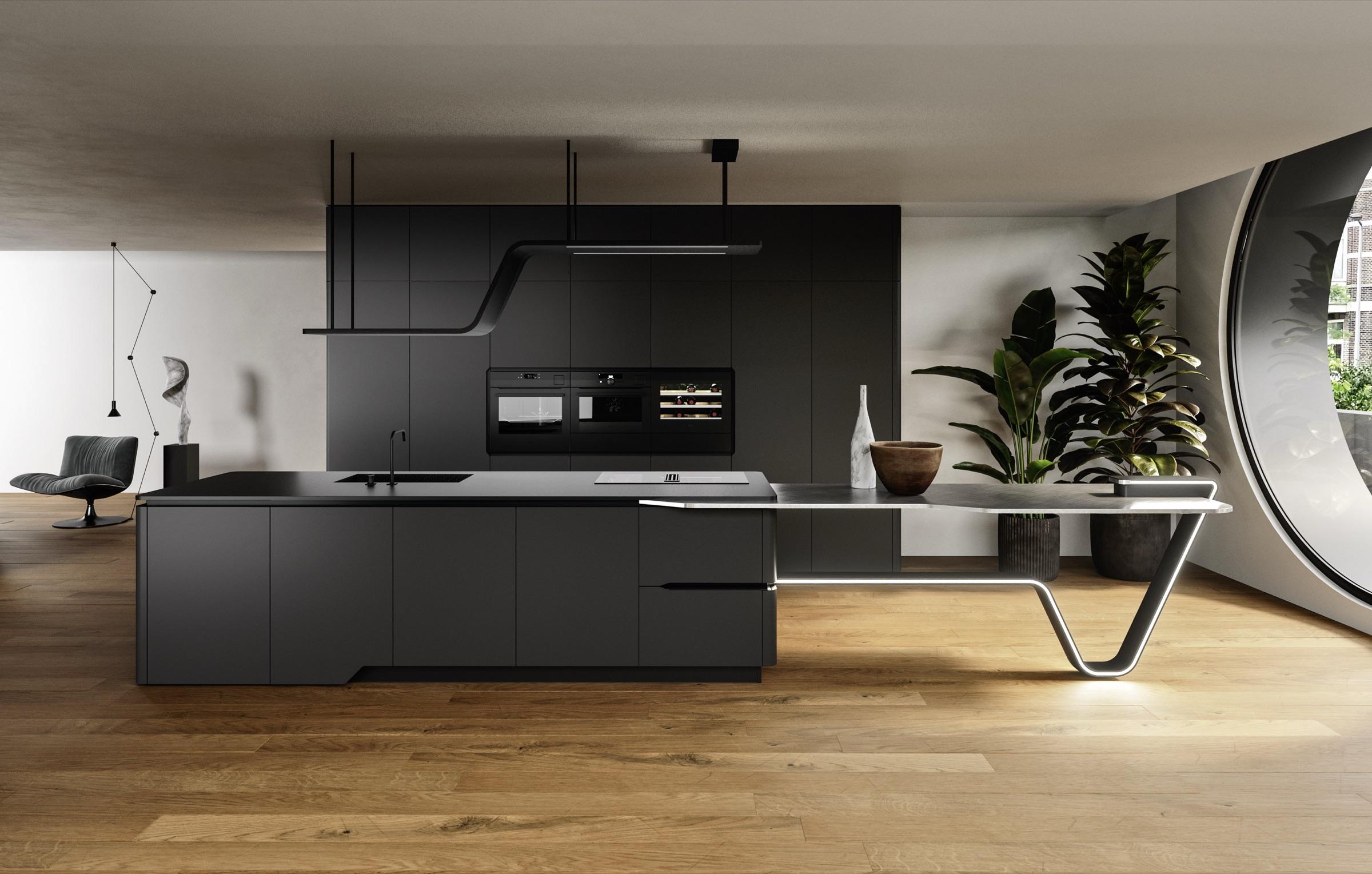 Matt black Snaidero kitchen island